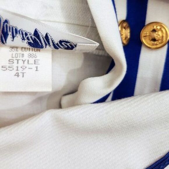 Sylvia Whyte Like New White & Blue Dress 4T - Picture 5 of 5